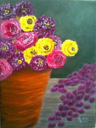 Painting titled "Flower 5" by Jo Mari, Original Artwork, Oil