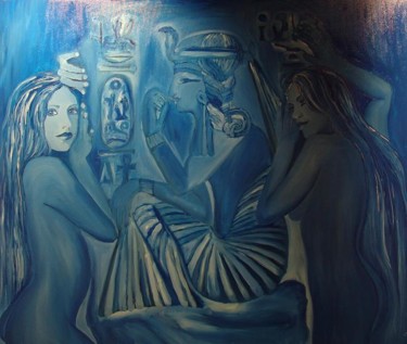 Pintura intitulada "Aegyptico Azulis –…" por Joma Sipe, Obras de arte originais, Óleo