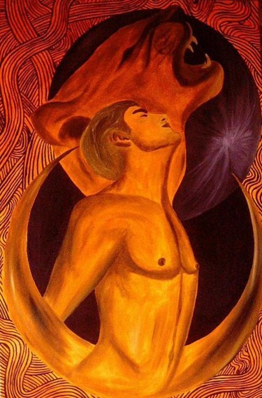 Pintura intitulada "Sons of the Moon I" por Joma Sipe, Obras de arte originais, Óleo