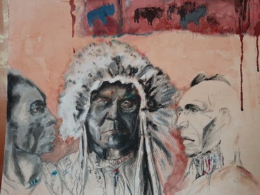 Peinture intitulée "Indiens d'Amérique" par Jocelyne Larralde, Œuvre d'art originale, Acrylique
