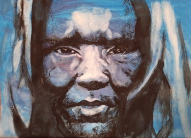 Peinture intitulée "Homme d'Afrique cou…" par Jocelyne Larralde, Œuvre d'art originale, Gouache
