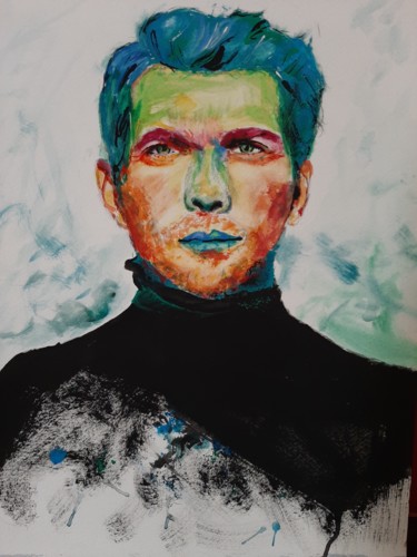 Peinture intitulée "David Bowie" par Jocelyne Larralde, Œuvre d'art originale, Aquarelle