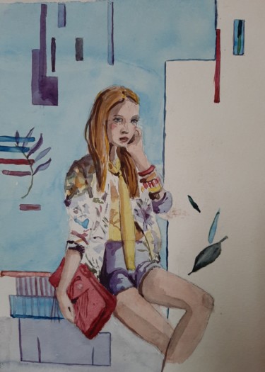 Peinture intitulée "Working Girl" par Jocelyne Larralde, Œuvre d'art originale, Aquarelle