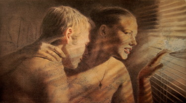 Druckgrafik mit dem Titel "Lovers" von Jon Bøe Paulsen, Original-Kunstwerk, Lithographie