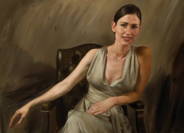 Картина под названием "Portrait of woman w…" - Jon Bøe Paulsen, Подлинное произведение искусства, Масло