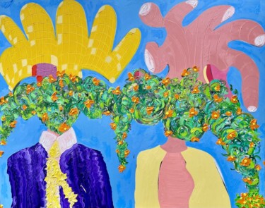 Картина под названием "The Attendees" - Jon Parlangeli, Подлинное произведение искусства, Масло Установлен на Деревянная рам…