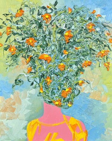 Ζωγραφική με τίτλο "Tracy Smiles" από Jon Parlangeli, Αυθεντικά έργα τέχνης, Λάδι Τοποθετήθηκε στο Ξύλινο φορείο σκελετό