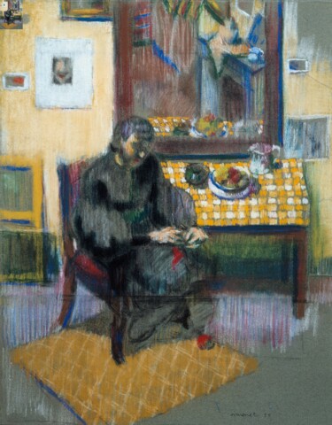 Malerei mit dem Titel "Madame L.F." von Jon Von, Original-Kunstwerk, Pastell