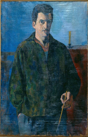 Peinture intitulée "Autoportrait à la c…" par Jon Von, Œuvre d'art originale, Huile