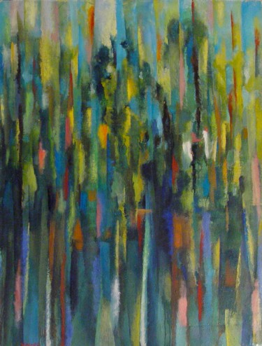 Painting titled "Paysage vert" by Jon Von, Original Artwork