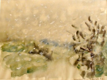 Dessin intitulée "Neige de printemps" par Jon Von, Œuvre d'art originale