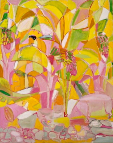 Schilderij getiteld "La Bananeraie" door Jon Von, Origineel Kunstwerk, Olie