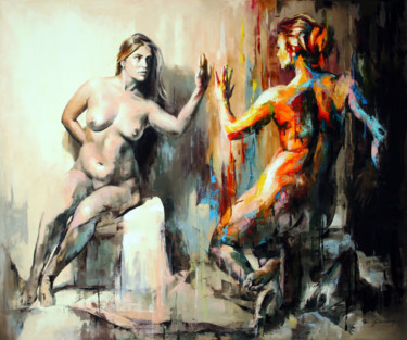 Картина под названием "JK17-0926 Other Side" - Jonas Kunickas, Подлинное произведение искусства, Масло