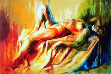 Peinture intitulée "JK18-0220 Rainbow" par Jonas Kunickas, Œuvre d'art originale, Huile
