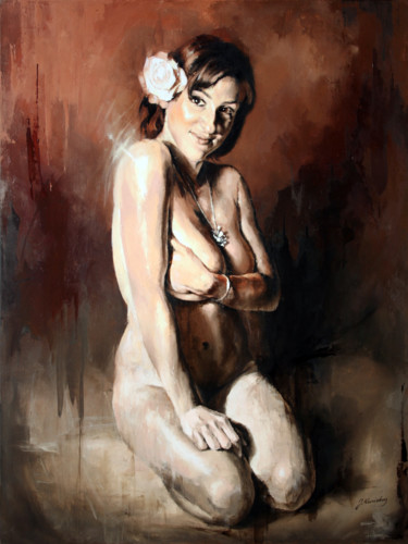Painting titled "JK18-1218 Nude Port…" by Jonas Kunickas, Original Artwork, Oil