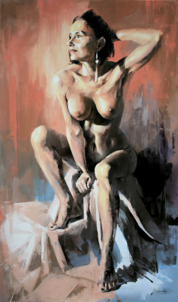 Peinture intitulée "JK19-0521 Nude Port…" par Jonas Kunickas, Œuvre d'art originale, Huile