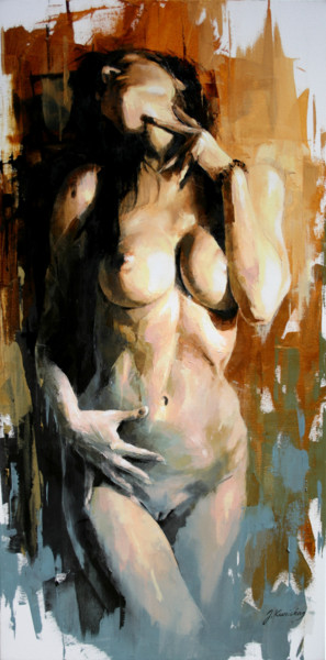 Painting titled "JK19-0618 Touch" by Jonas Kunickas, Original Artwork, Oil