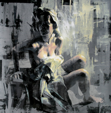 Картина под названием "JK19-0806 After Bath" - Jonas Kunickas, Подлинное произведение искусства, Масло Установлен на Деревян…