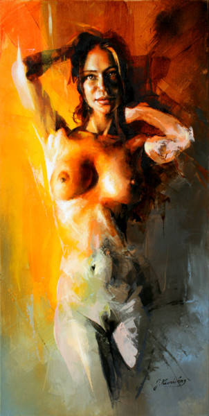 Malarstwo zatytułowany „JK20-0331 Nude Port…” autorstwa Jonas Kunickas, Oryginalna praca, Olej