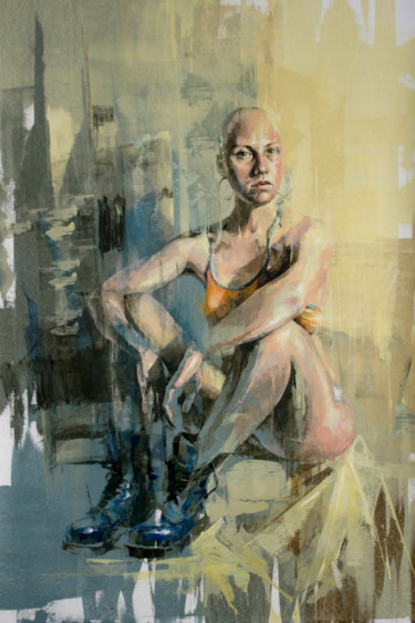 Pittura intitolato "JK19-1116 Feminist" da Jonas Kunickas, Opera d'arte originale, Olio Montato su Barella di tela