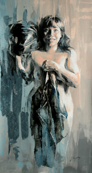 Painting titled "JK21-1123 Nude Port…" by Jonas Kunickas, Original Artwork, Oil