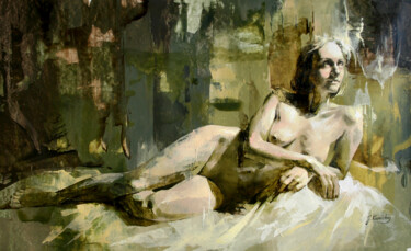 Painting titled "JK21-1214 Nude Port…" by Jonas Kunickas, Original Artwork, Oil