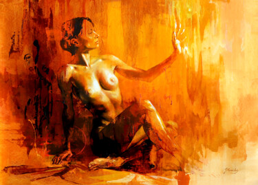 Pintura titulada "JK22-1220 Flame" por Jonas Kunickas, Obra de arte original, Oleo Montado en Bastidor de camilla de madera