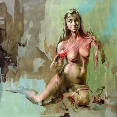 Pintura titulada "JK23-0207 Cocfusion" por Jonas Kunickas, Obra de arte original, Oleo Montado en Bastidor de camilla de mad…