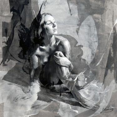 Картина под названием "JK23-1212 Intension" - Jonas Kunickas, Подлинное произведение искусства, Масло Установлен на Деревянн…