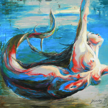 Painting titled "Mermaid" by Jonas Kunickas, Original Artwork, Oil
