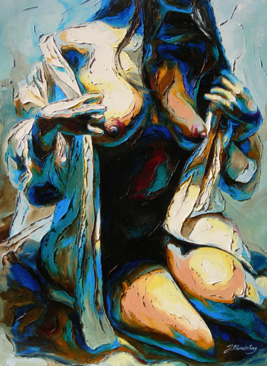 Painting titled "Midnight Shiver" by Jonas Kunickas, Original Artwork, Oil
