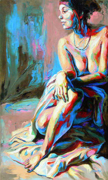 Картина под названием "JK15-0630 Tenderness" - Jonas Kunickas, Подлинное произведение искусства, Масло