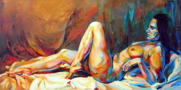 Painting titled "JK15-0715 In Bed" by Jonas Kunickas, Original Artwork, Oil