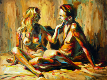 Painting titled "JK15-0811 Couple" by Jonas Kunickas, Original Artwork, Oil
