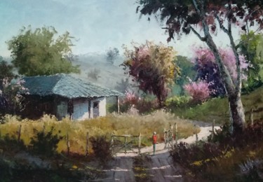 Painting titled "Casa no campo" by Jonas Matos, Original Artwork