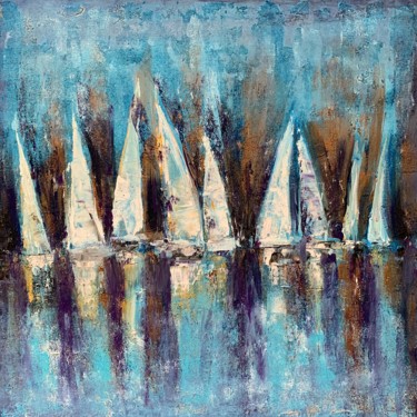 Peinture intitulée "regatta/Segelboote" par Olya Jonas, Œuvre d'art originale, Acrylique
