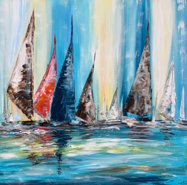 Malerei mit dem Titel "Segelboote 2" von Olya Jonas, Original-Kunstwerk, Acryl