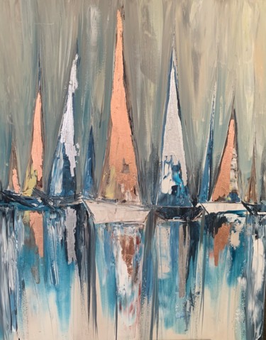 Schilderij getiteld "Segelboote 4" door Olya Jonas, Origineel Kunstwerk, Acryl