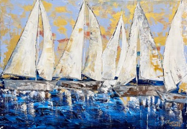 Schilderij getiteld "Segelboote 28" door Olya Jonas, Origineel Kunstwerk, Acryl