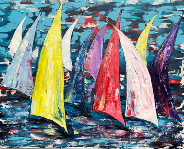 Peinture intitulée "Sailing 21" par Olya Jonas, Œuvre d'art originale, Acrylique