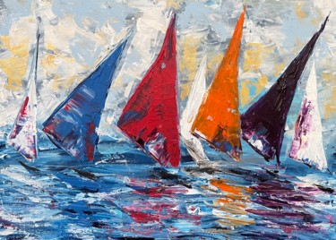 Malerei mit dem Titel "Segelschiffe 2" von Olya Jonas, Original-Kunstwerk, Acryl