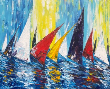 Malerei mit dem Titel "Segelboote 29" von Olya Jonas, Original-Kunstwerk, Acryl