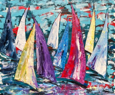 Painting titled "Sailing 77" by Olya Jonas, Original Artwork, Acrylic