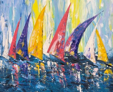 Painting titled "Sailing 29" by Olya Jonas, Original Artwork, Acrylic