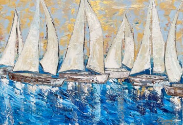 Malerei mit dem Titel "Segelboote / Segels…" von Olya Jonas, Original-Kunstwerk, Acryl