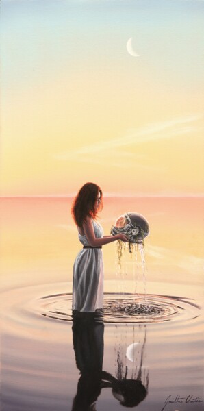 Painting titled "Echo on the Horizon" by Jonathan Cloutier, Original Artwork, Oil Mounted on Wood Stretcher frame