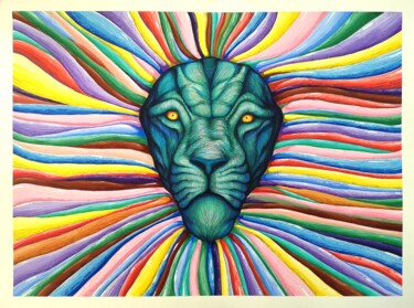 Painting titled "Lion" by Jonathan Da Silva, Original Artwork, Acrylic