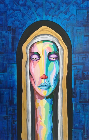 绘画 标题为“La nonne” 由Jonathan Da Silva, 原创艺术品, 丙烯