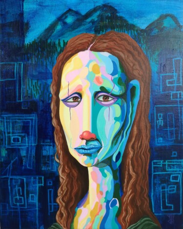 Painting titled "Mona" by Jonathan Da Silva, Original Artwork, Acrylic