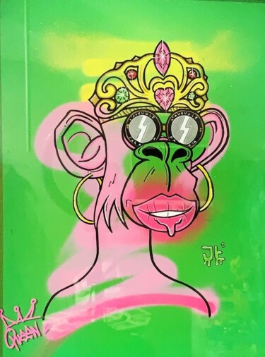 Painting titled "Queen NFT" by Jonathan Fabbro (John fabb), Original Artwork, Marker Mounted on Wood Panel